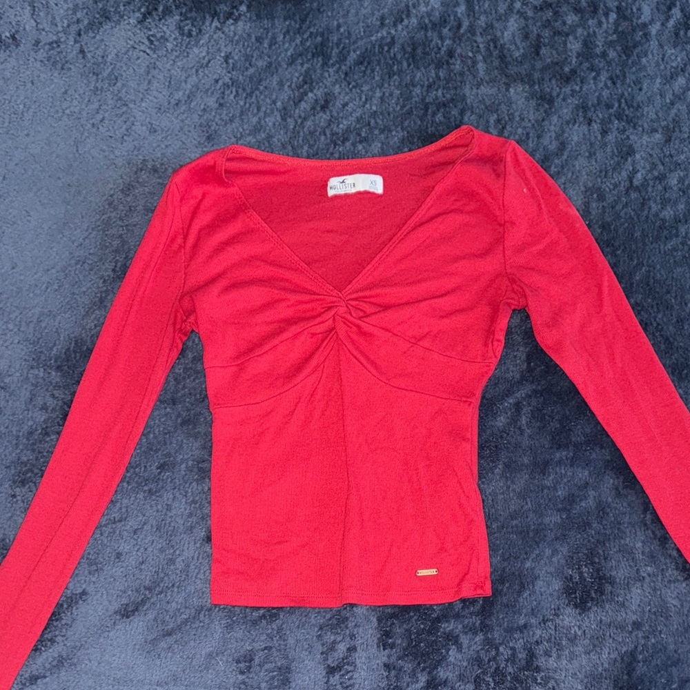 Hollister Red Long Sleeve Blouse